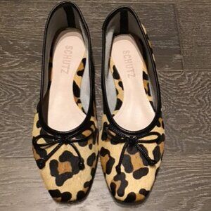 Schutz Arissa Leopard Print Calf Hair Flats - NIB